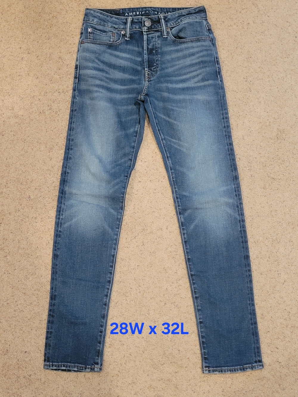 American Eagle Outfitters Men's Slim Blue Jeans 28W x 32L AE Slim Jeans